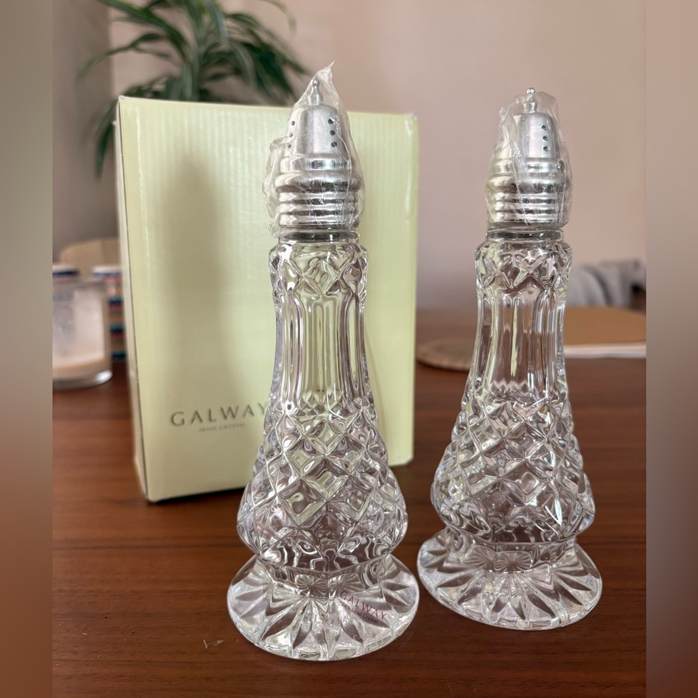Galway Irish Crystal Ashford 7.5 inch Salt & Pepper Shakers